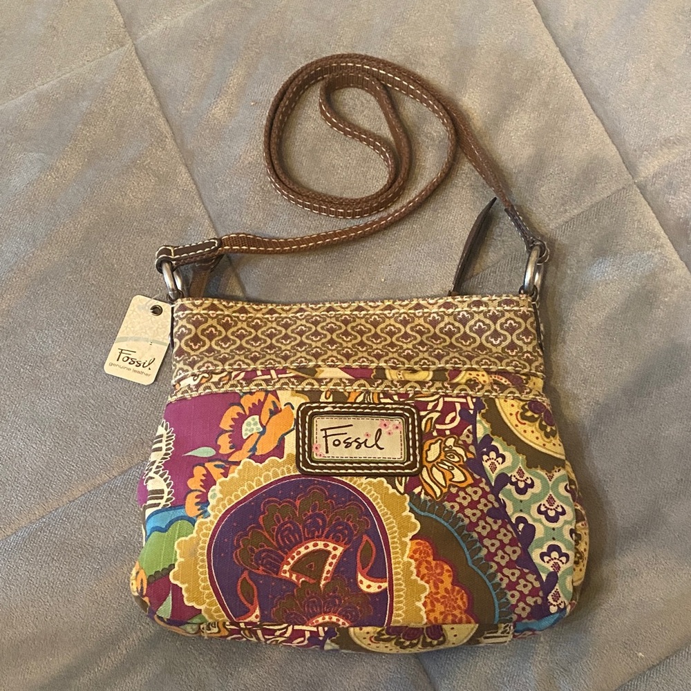 NWT NEW! Fossil Women's Colorful Patterned Crossbody Bag